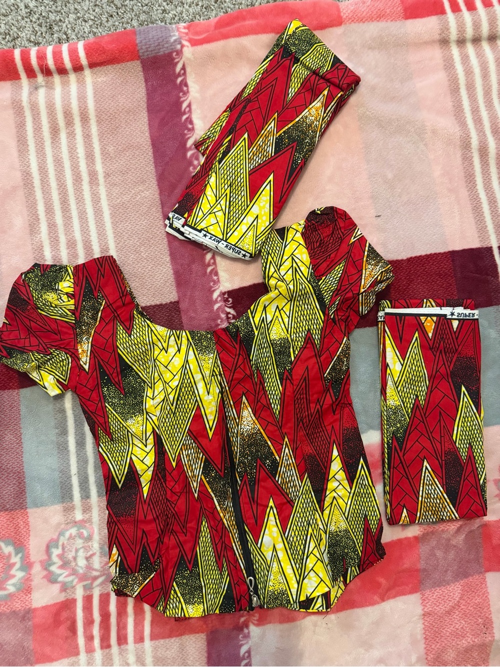 Vibrant Red & Yellow Patterned Womenβs Blouse